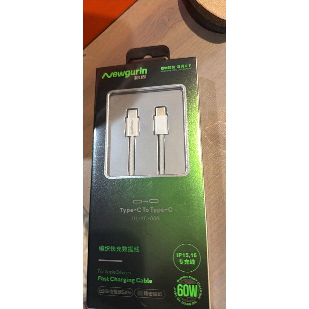 Lot of 8 - Newgurin USB-C to USB-C Fast Charging Cable 1m Gray GL-XC-008